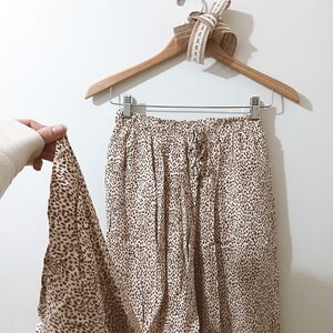 By Together Wide Leg White & Brown Spotted Animal Print Pants